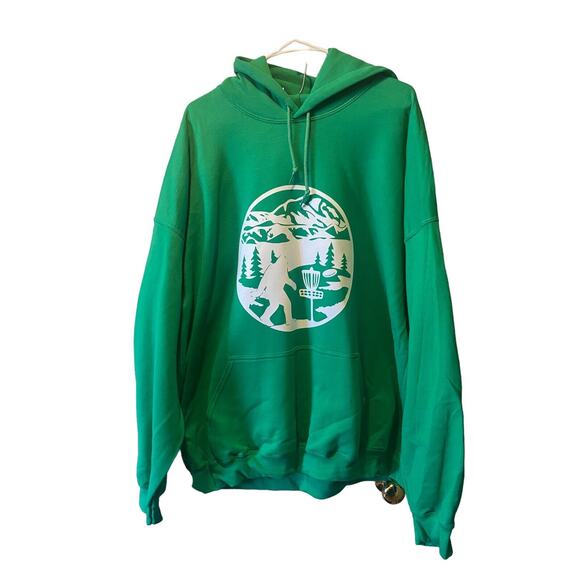 Disc Golf 3XL SASQUATCH Vinyl Logo Pullover Hoodie Sweatshirt Green - Picture 6 of 8
